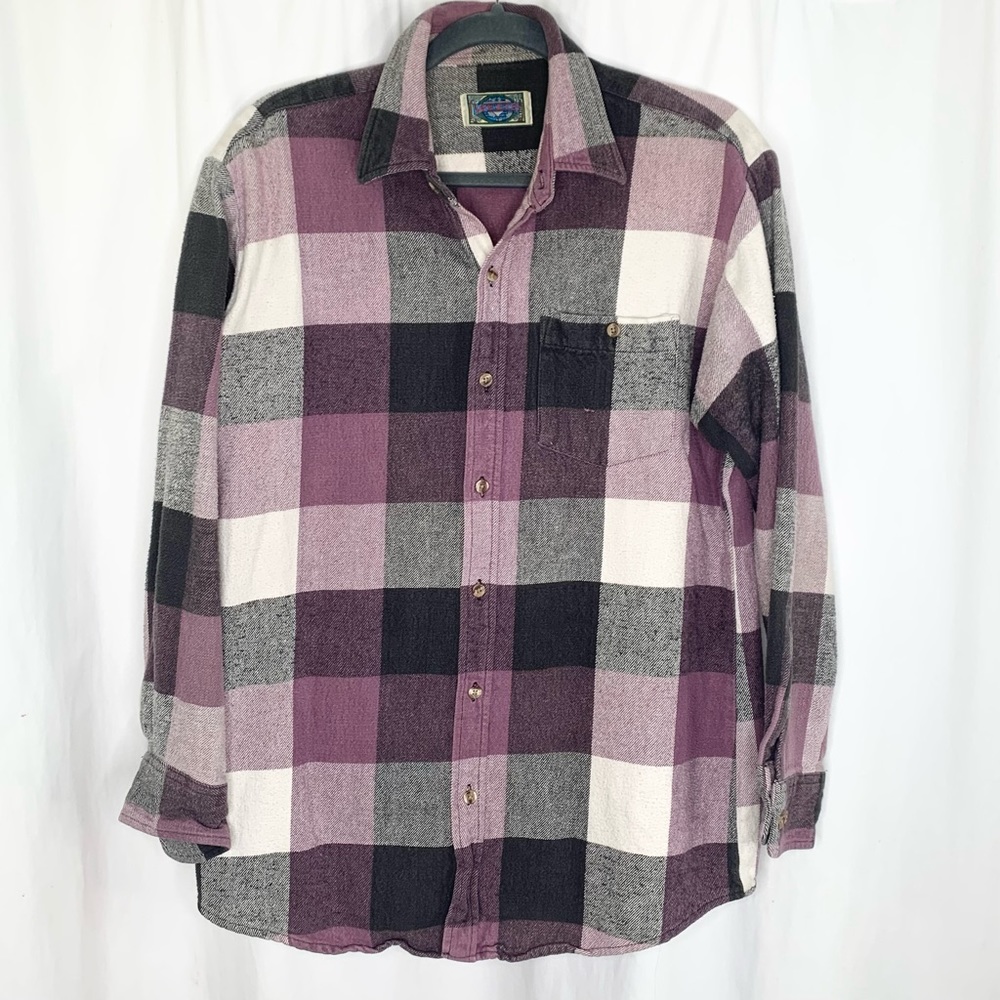 WEEDS Grey Purple Cream Flannel Women’s Size Large Excellent PreOwned Condition